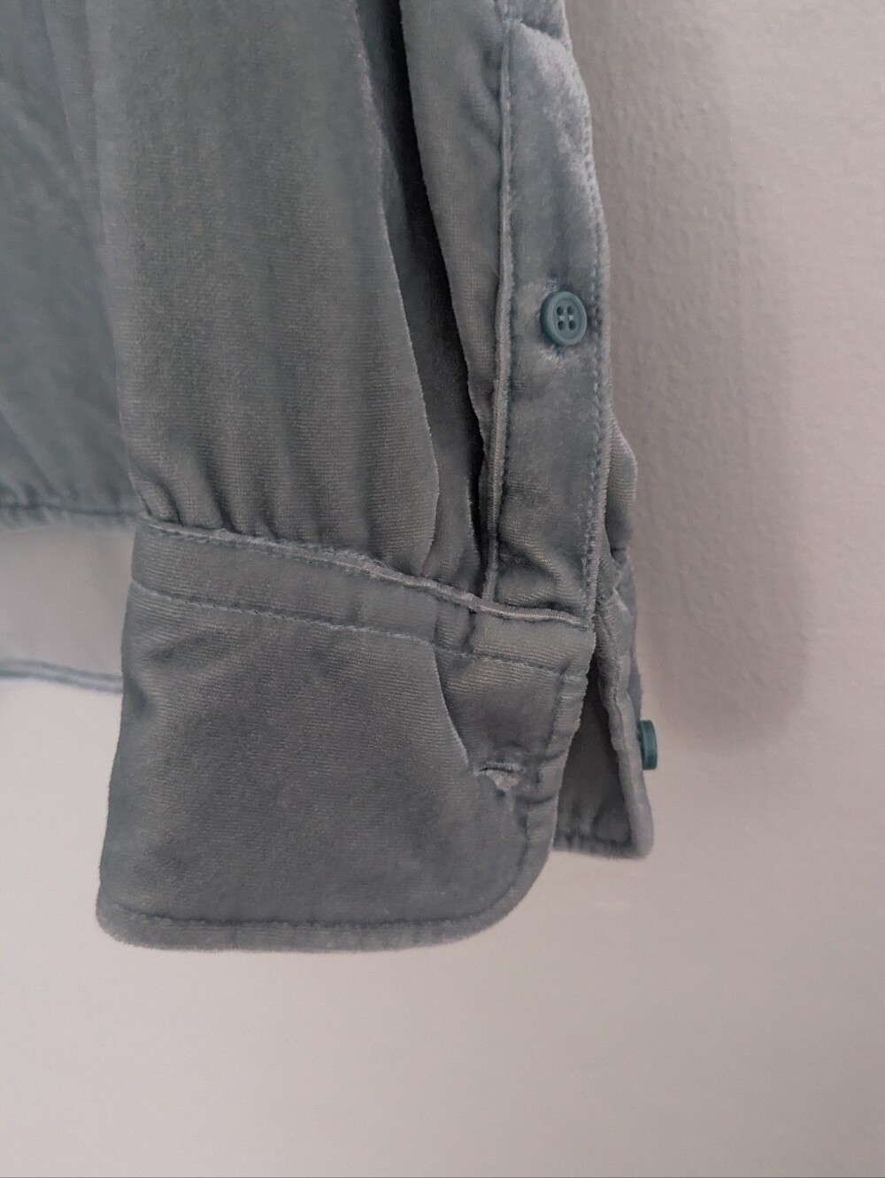 J. Crew Velvet Button-Down Shirt in Light Sage Green - Picture 6 of 7